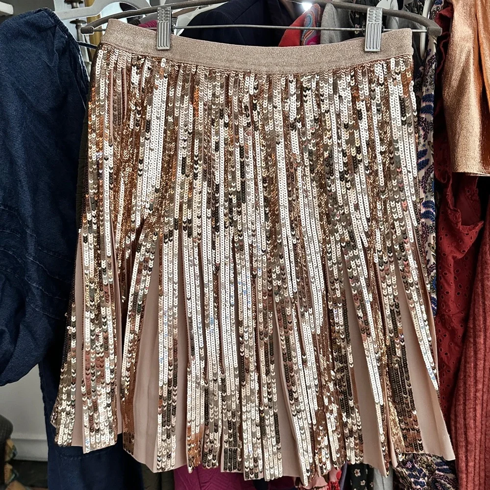 Anthropologie ‘Bea’ Rose Gold Sequin Pleated Skirt NWT! - Picture 8 of 9